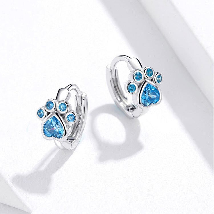 S925 Sterling Silver Paw Print Earrings