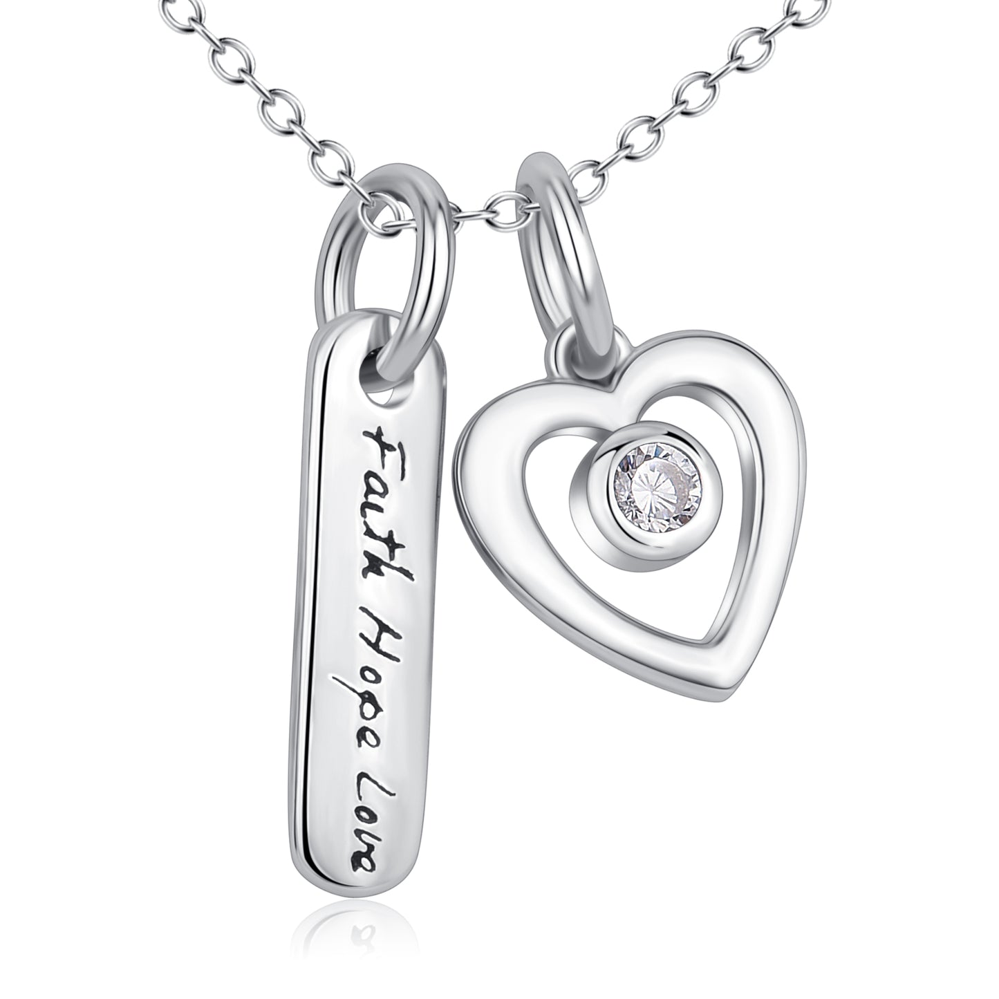 Faith Hope Love  925 Sterling Silver Necklace