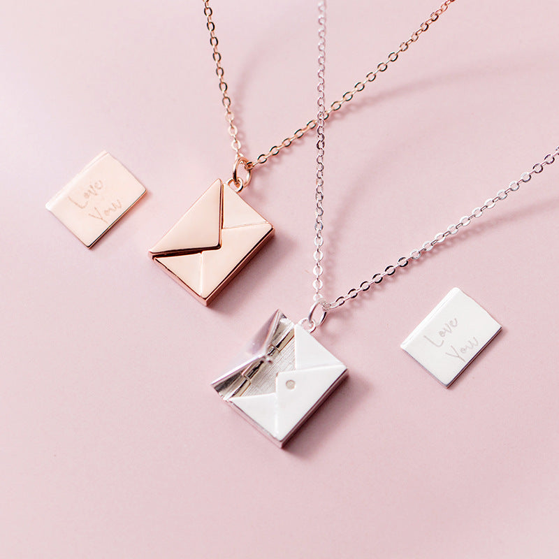 Platinum Envelope Letter Necklace